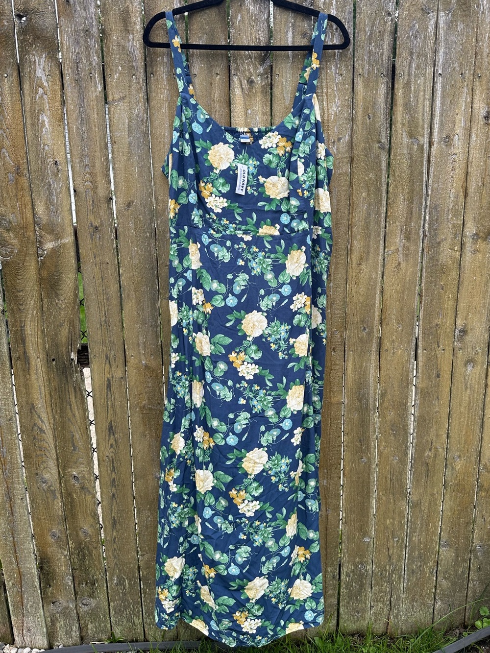 NWT Old Navy Floral Maxi Dress XXL Navy Smocked Back Adjustable Straps